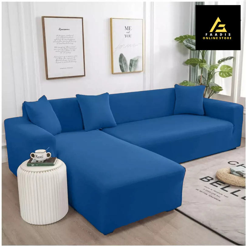 L-shape Sofa Covers-Royal Blue